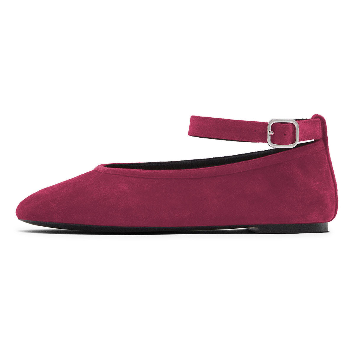 Dark Fuchsia Faux Suede Comfortable Flat Dress Shoes for Women