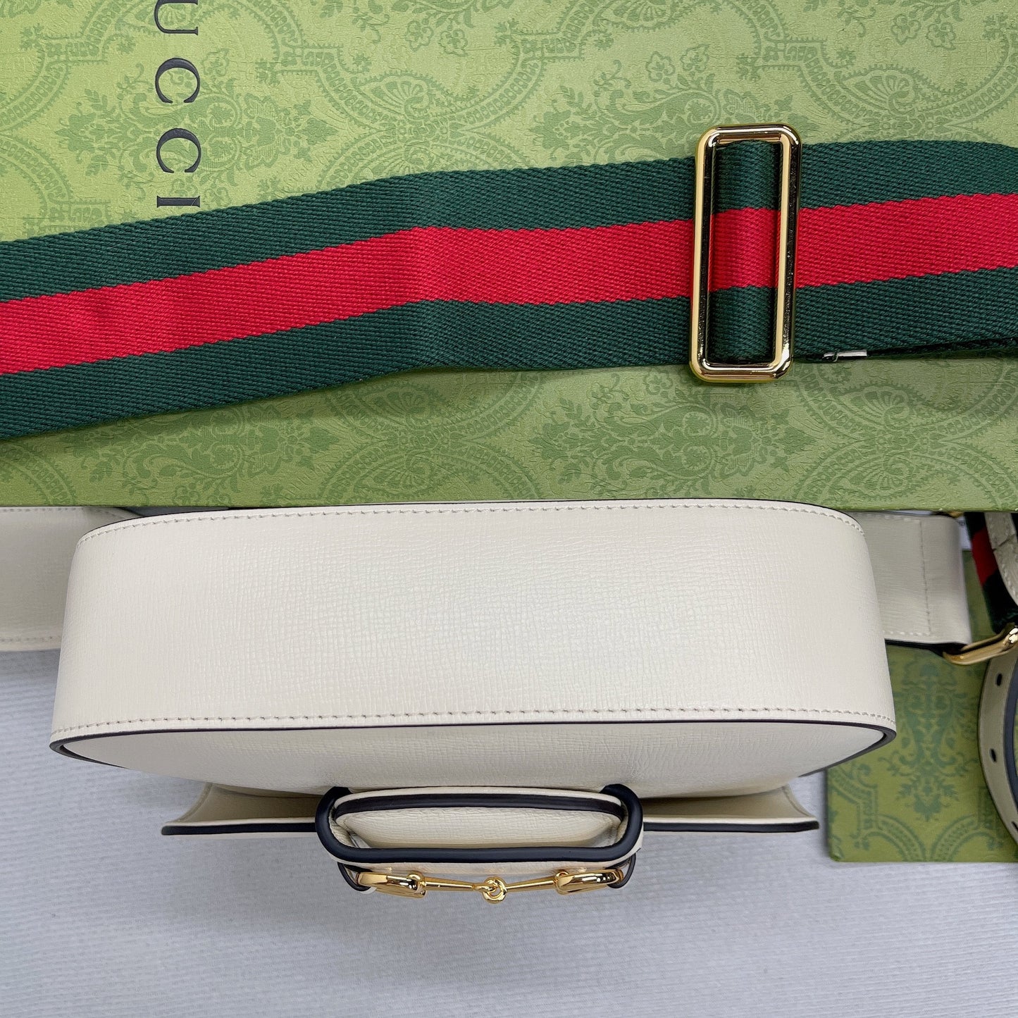 gg Horsebit 1955 Mini Bag White For Women, Women’s Bags 8in/21cm gg 658574 18YSG 9068