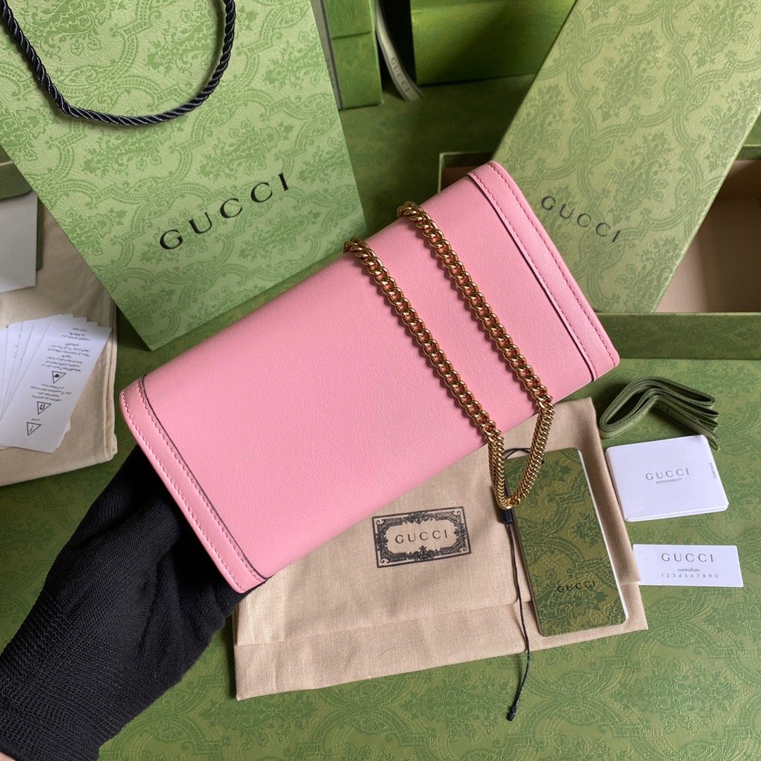 gg Diana Chain Wallet With Bamboo Pink For Women, Women’s Bags 7.4in/19cm gg