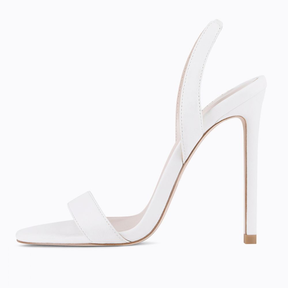 Elegant White Open Toe Stiletto Heel Women's Sandals with Slingback