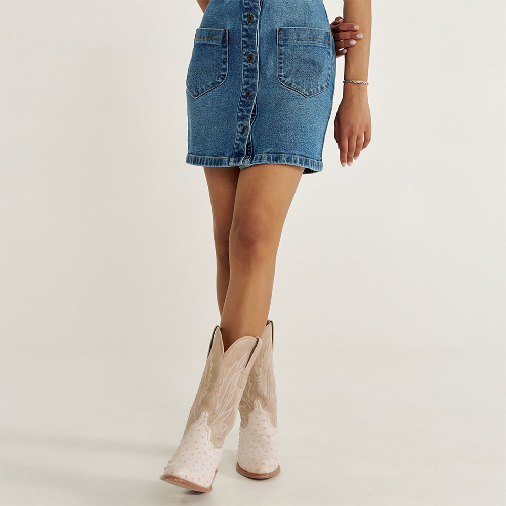 Almond Toe Block Heel Mid-Calf Embroidered Cowboy Boots for Women