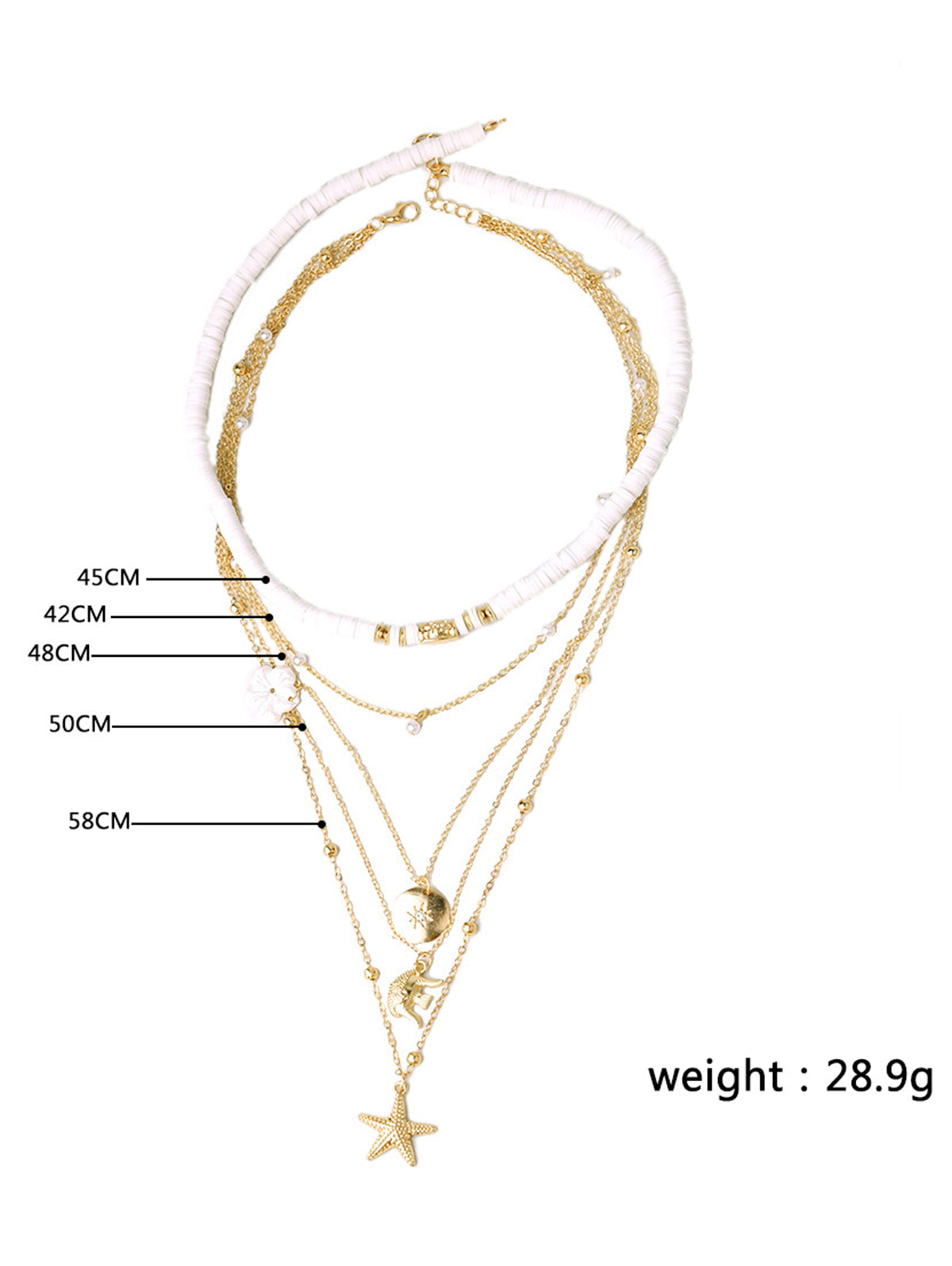Fashion Multi-layer Flower Starfish Beaded Set Alloy Necklaces