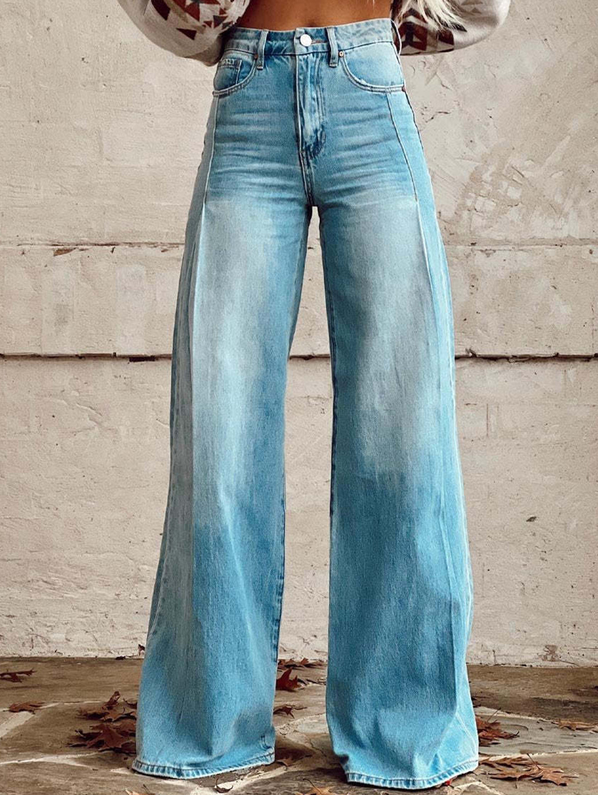 Daily High Rise Pattern Pocket Wide Leg Pants