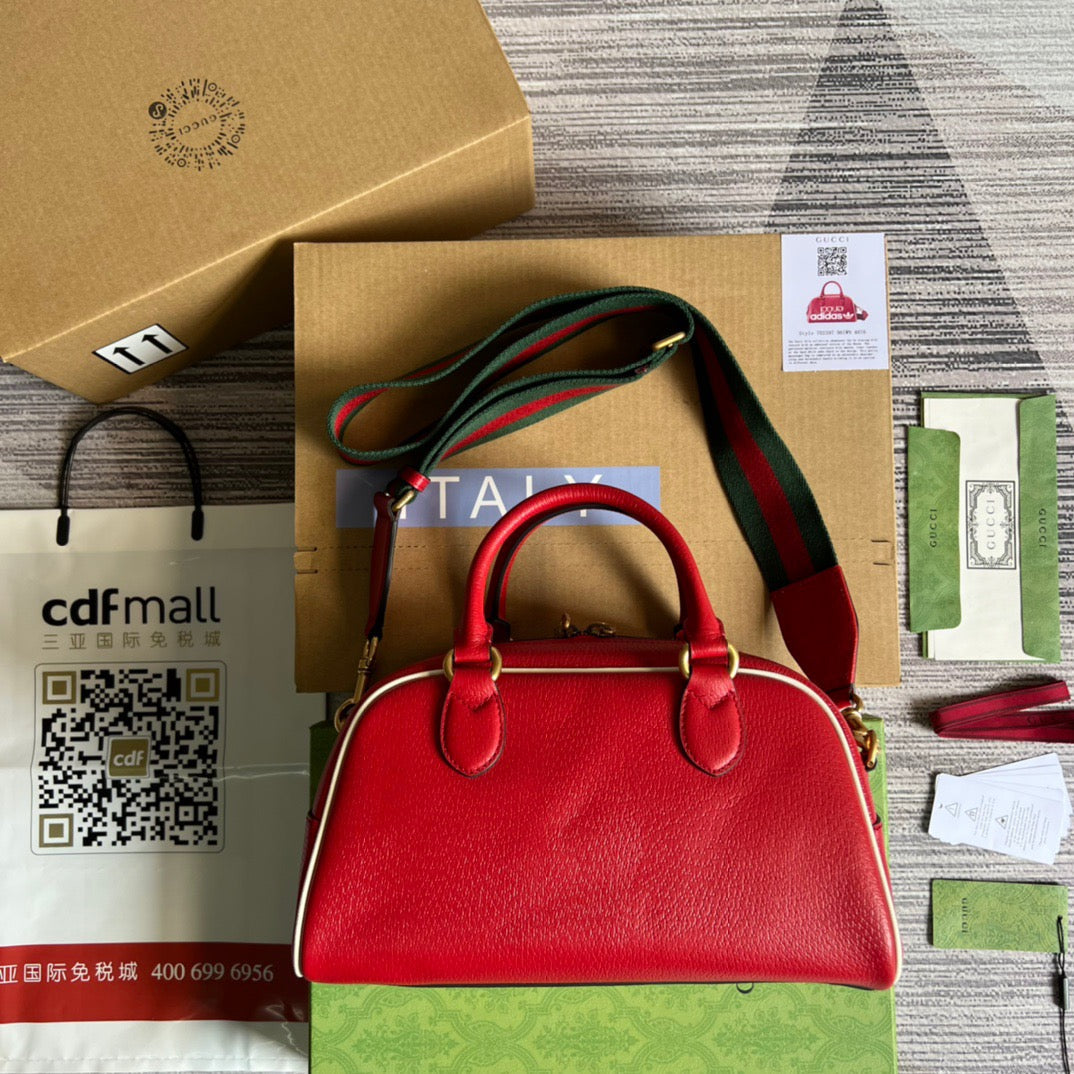 gg x Adidas Mini Duffle Bag Red For Women, Women’s Bags 12.4in/32cm gg 702397 U3ZCT 6563