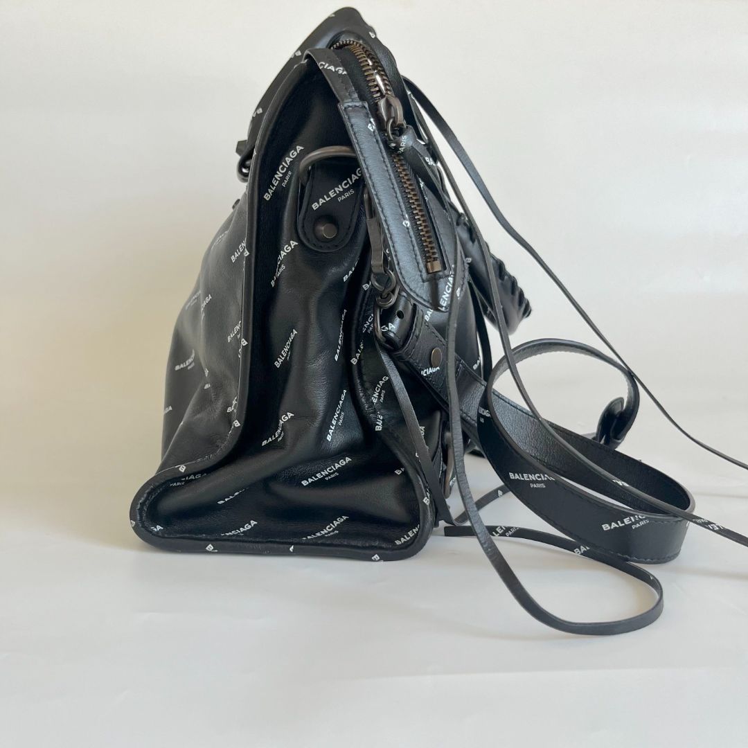 Balenciaga All Over Logo print calfskin large city bag