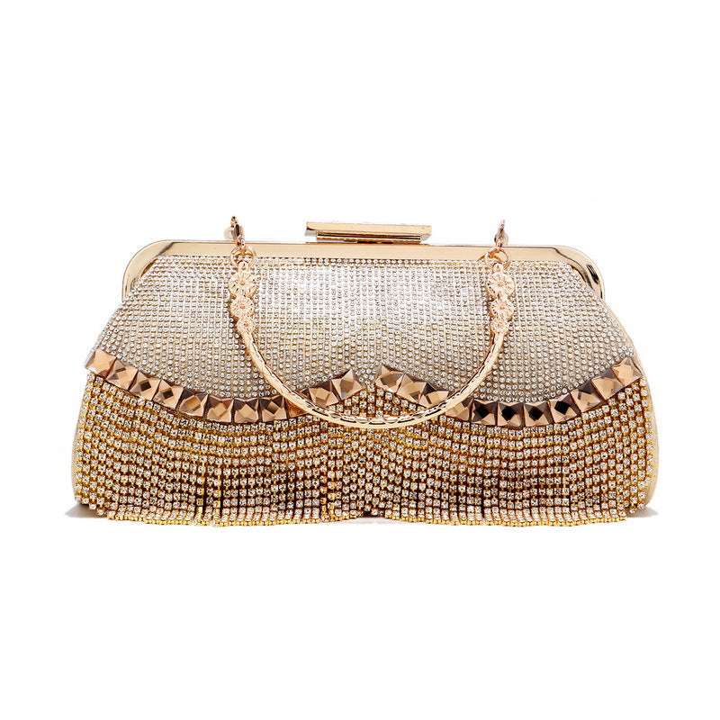 Diamond-Studded Party Tassel Fringe Bag Shiny Handbag