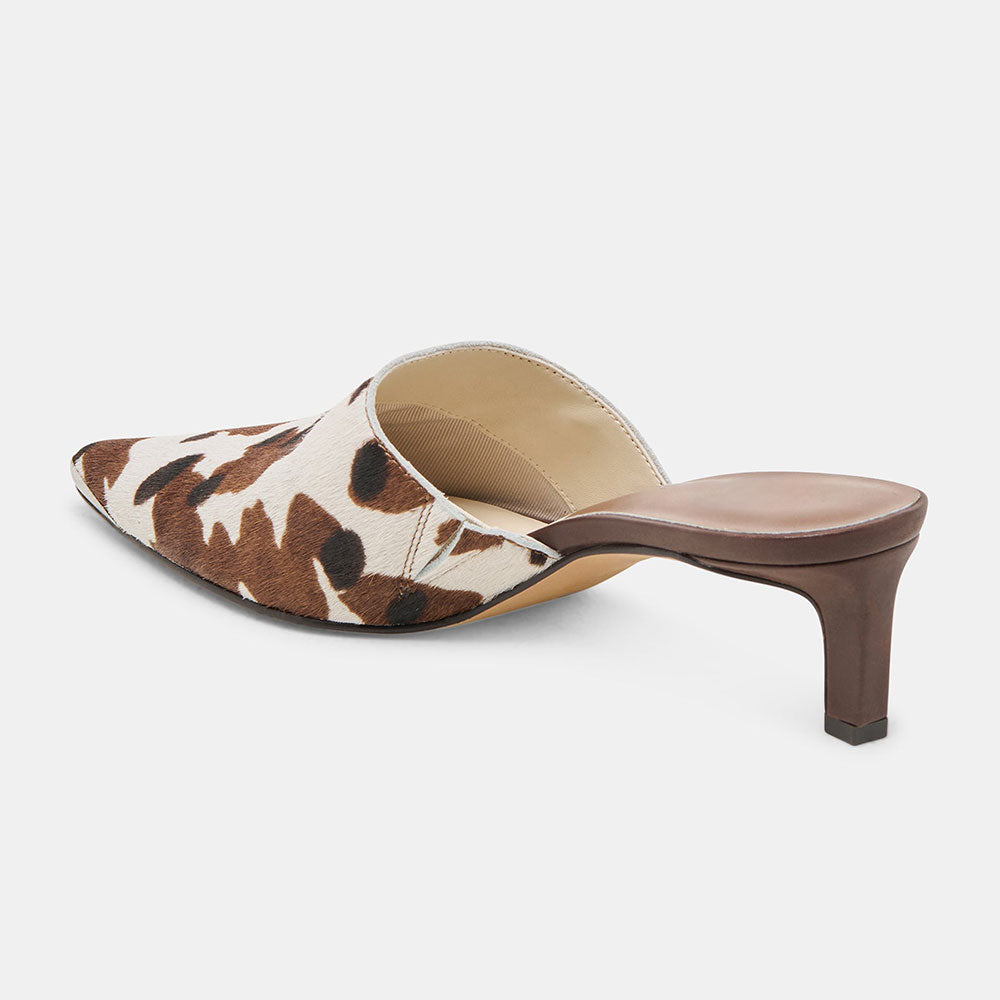Beige & Brown Leopard Pointed Toe Stiletto Heel Womens Mules Shoes