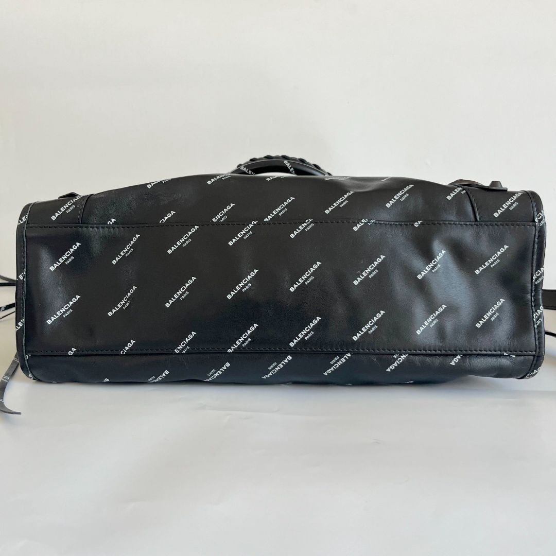 Balenciaga All Over Logo print calfskin large city bag