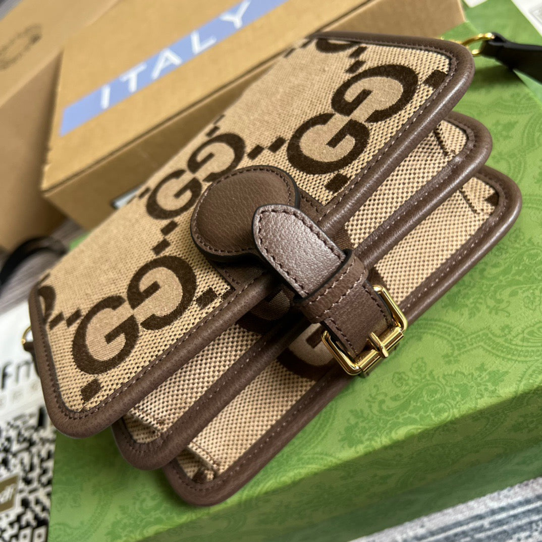 gg Ophidia Mini Jumbo gg Bag Camel And Ebony Jumbo gg Canvas For Men 4.7in/12cm gg