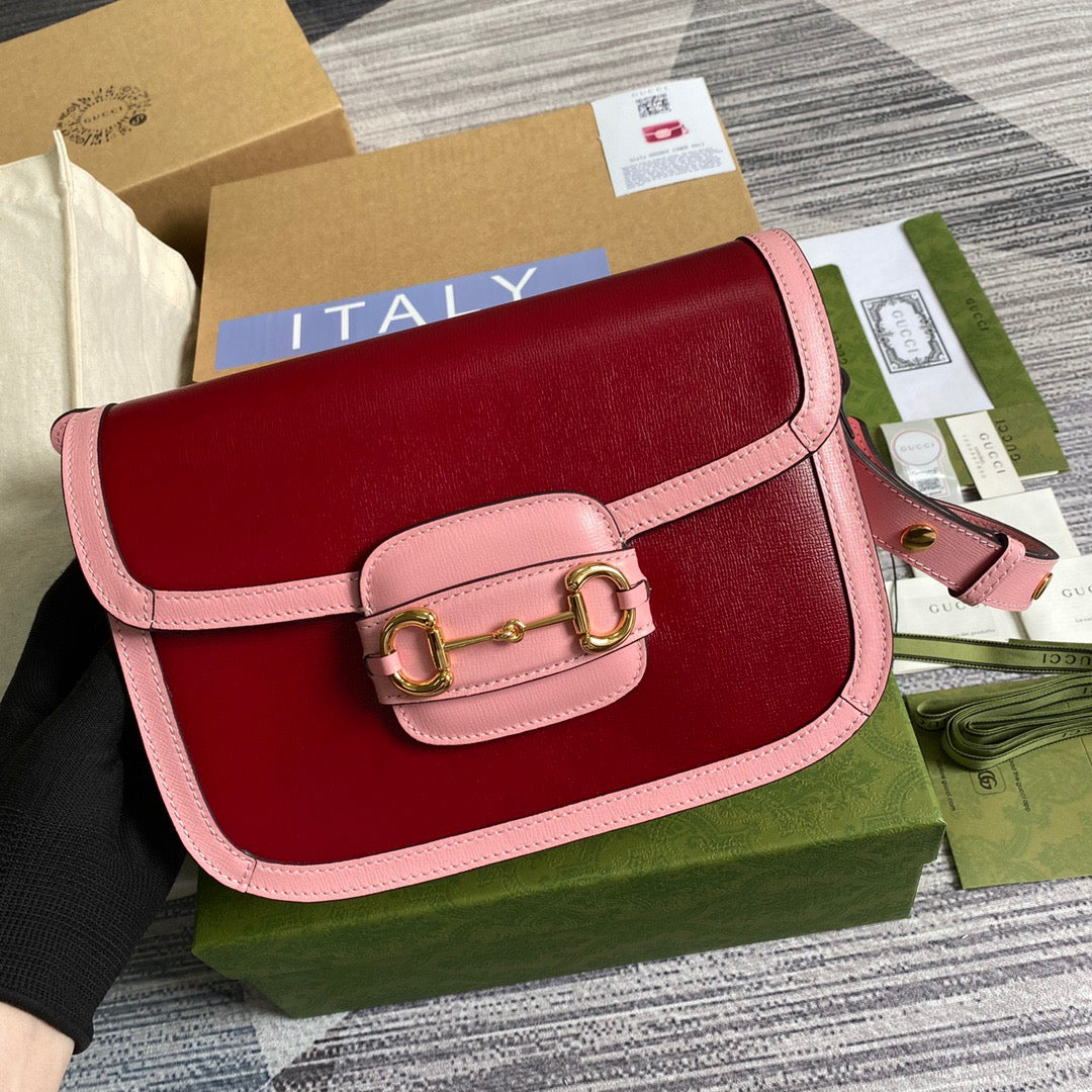 gg Horsebit 1955 Shoulder Bag Red For Women, Women’s Bags 9.8in/25cm gg