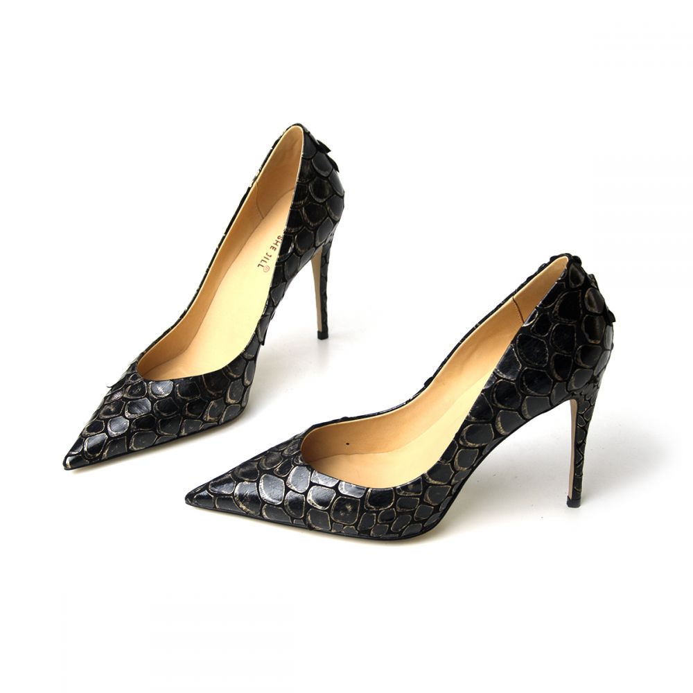 Genuine Leather Pointed Toe 4'' Stiletto Heel Pumps for Women