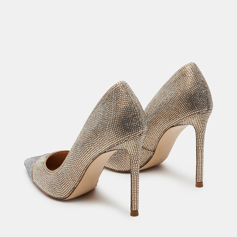 Gold & Silver Rhinestone Pointed Toe 4'' Stiletto Heel Pumps