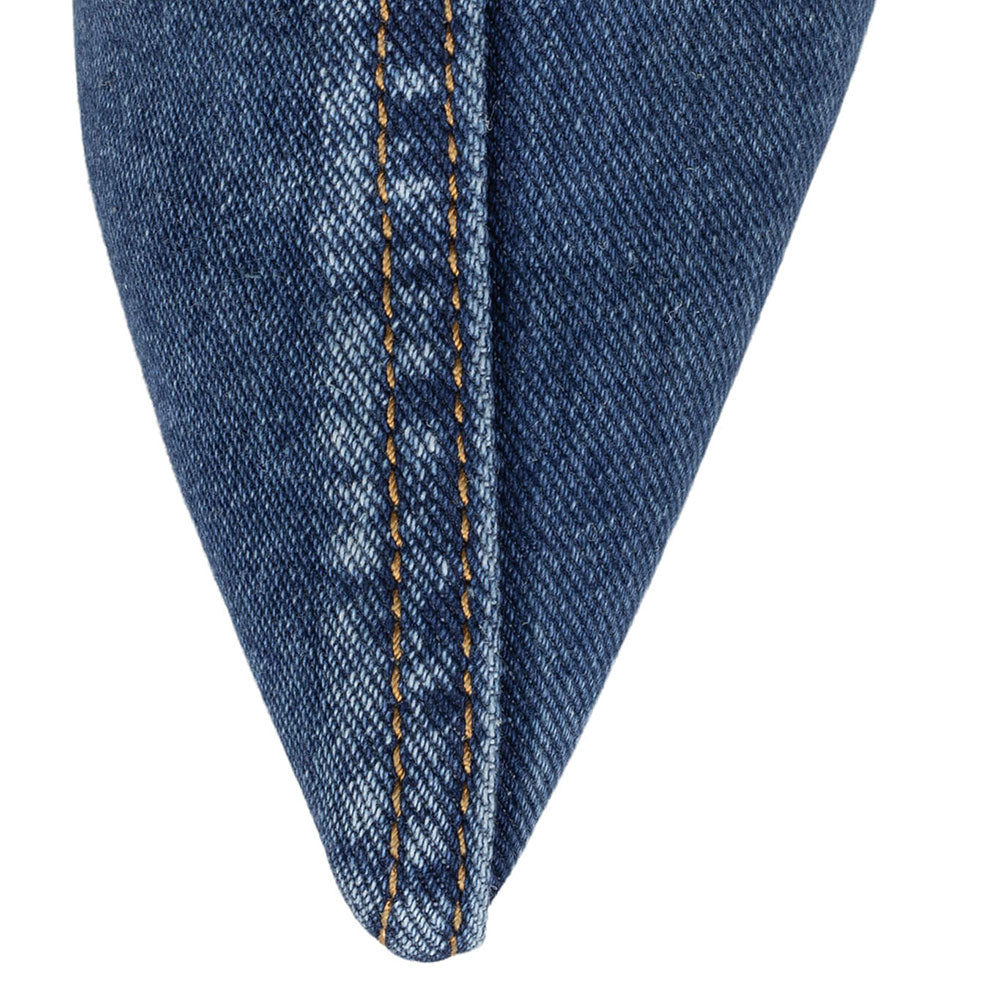 Elegant Blue Denim Pointed Toe Spool Heel Mules for Women