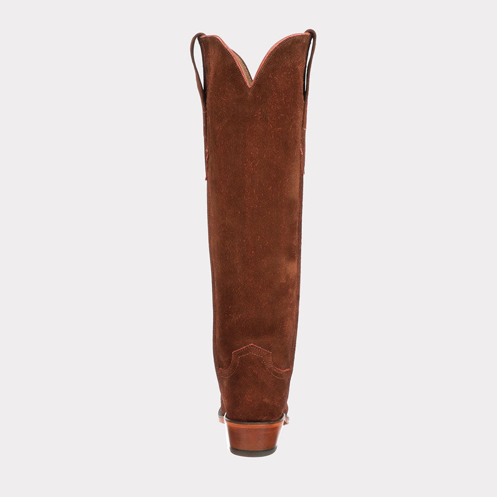 Embroidered Knee-High Block Heel Brown Cowboy Boots for Women