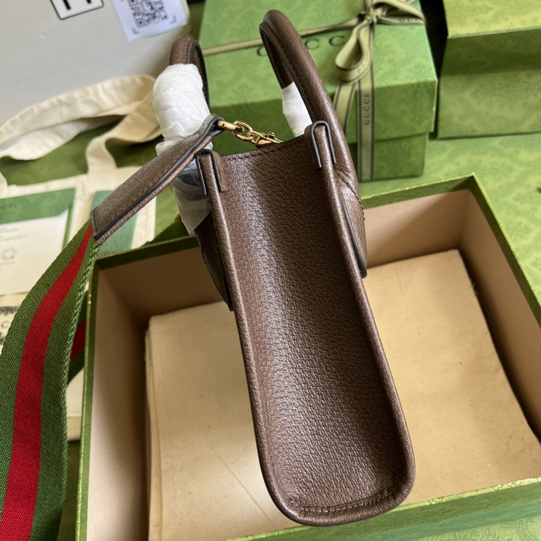 gg Jumbo gg Mini Tote Bag Camel And Ebony Jumbo Canvas For Women 8in/20cm 699406 UKMDG 2570