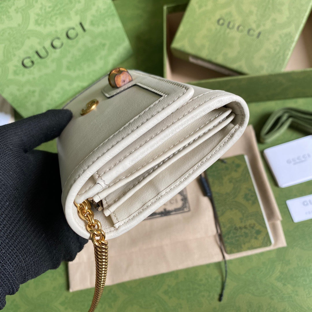 gg Diana Chain Wallet With Bamboo White For Women, Women’s Bags 7.4in/19cm gg 658243 17Q0T 9022