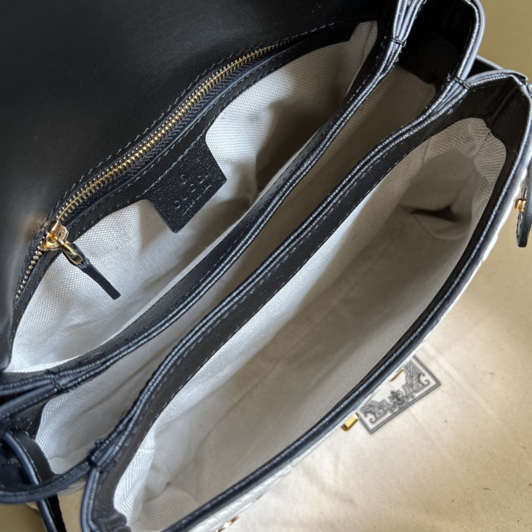 gg Small Top Handle Bag White Debossed gg White For Women 11in/29cm 675791 UD9AX 9099
