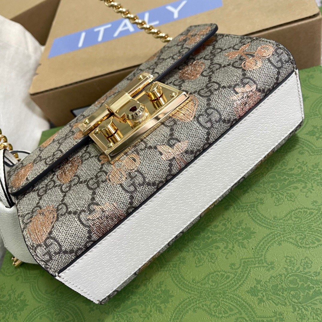 gg Padlock Small gg Strawberry Shoulder Bag Beige For Women, Women’s Bags 7.9in/20cm gg