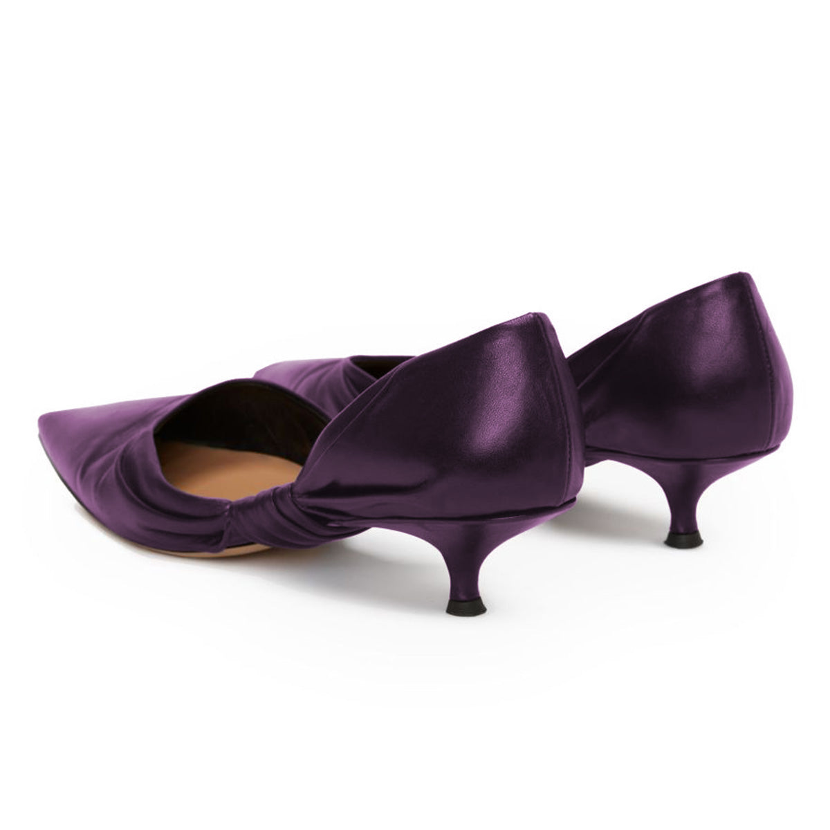 Dark Purple Faux Leather Pointed Toe Women's Casual Pumps Heels
