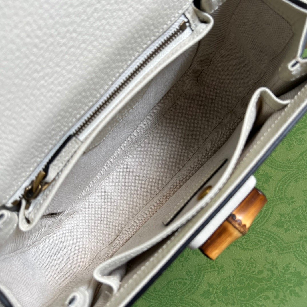gg Bamboo 1947 Medium Top Handle Bag White For Women, Women’s Bags 10.2in/26cm gg