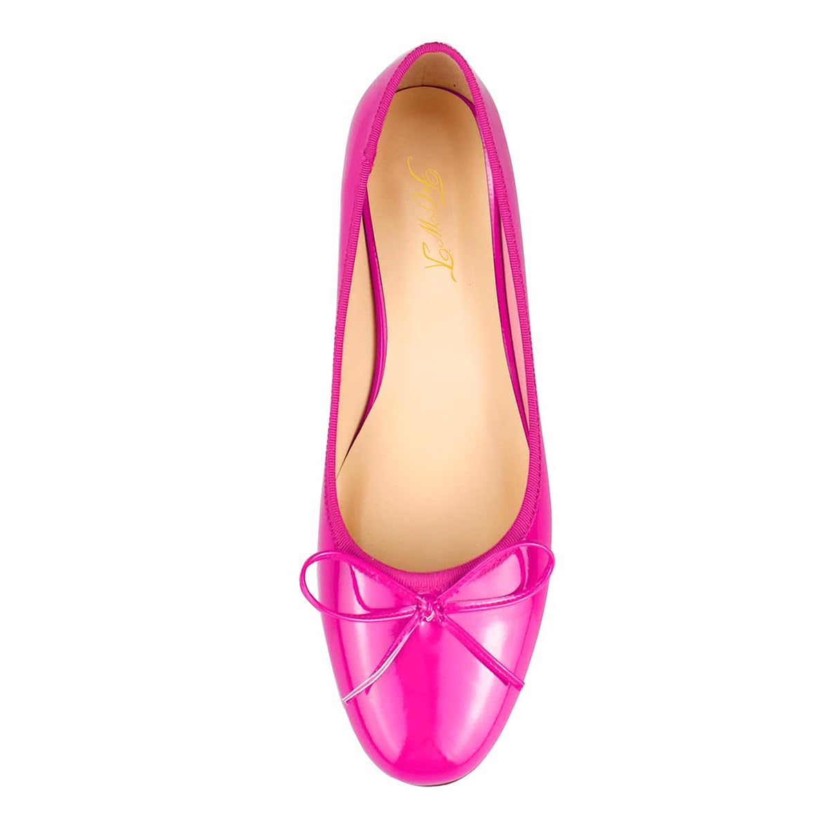 Fuchsia Patent Leather Round Toe Block Heel Pumps Shoes with Bow Decor