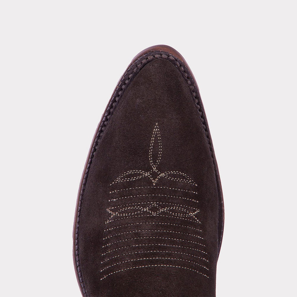 Dark Olive Closed Toe Knee-High Block Heeled Embroidered Cowgirl Boots