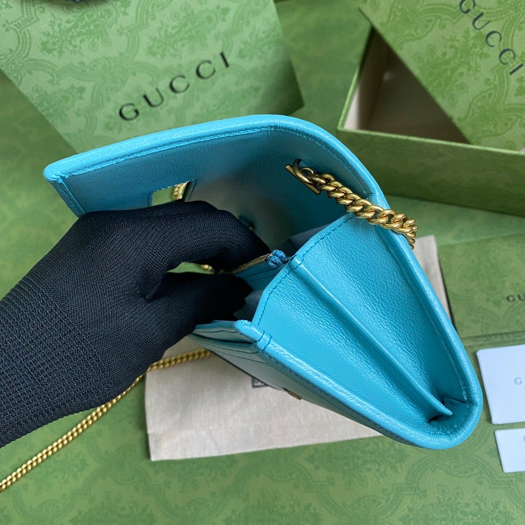 gg Diana Chain Wallet With Bamboo Blue For Women, Women’s Bags 7.4in/19cm gg