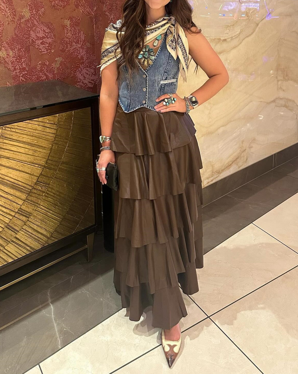 Retro Texture Pleated Skirt