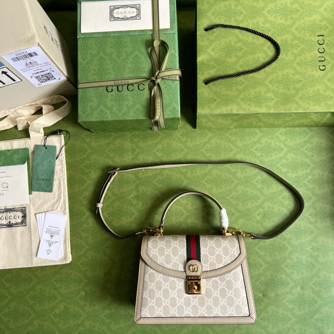 gg Ophidia Small gg Top Handle Bag Beige For Women, Women’s Bags 9.8in/25cm gg 651055 UULAG 9682