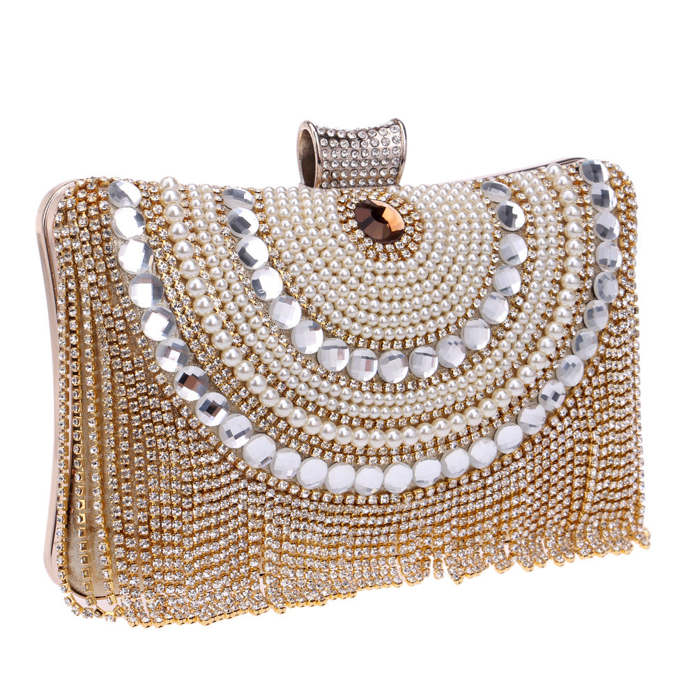 Diamond-Studded Party Tassel Fringe Shiny Bag Chain Handbag
