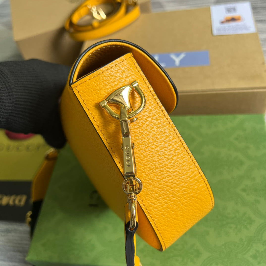 gg x Adidas Horsebit 1955 Mini Bag Yellow For Women, Women’s Bags 8.1in/21cm gg 658574 U3ZDG 7775