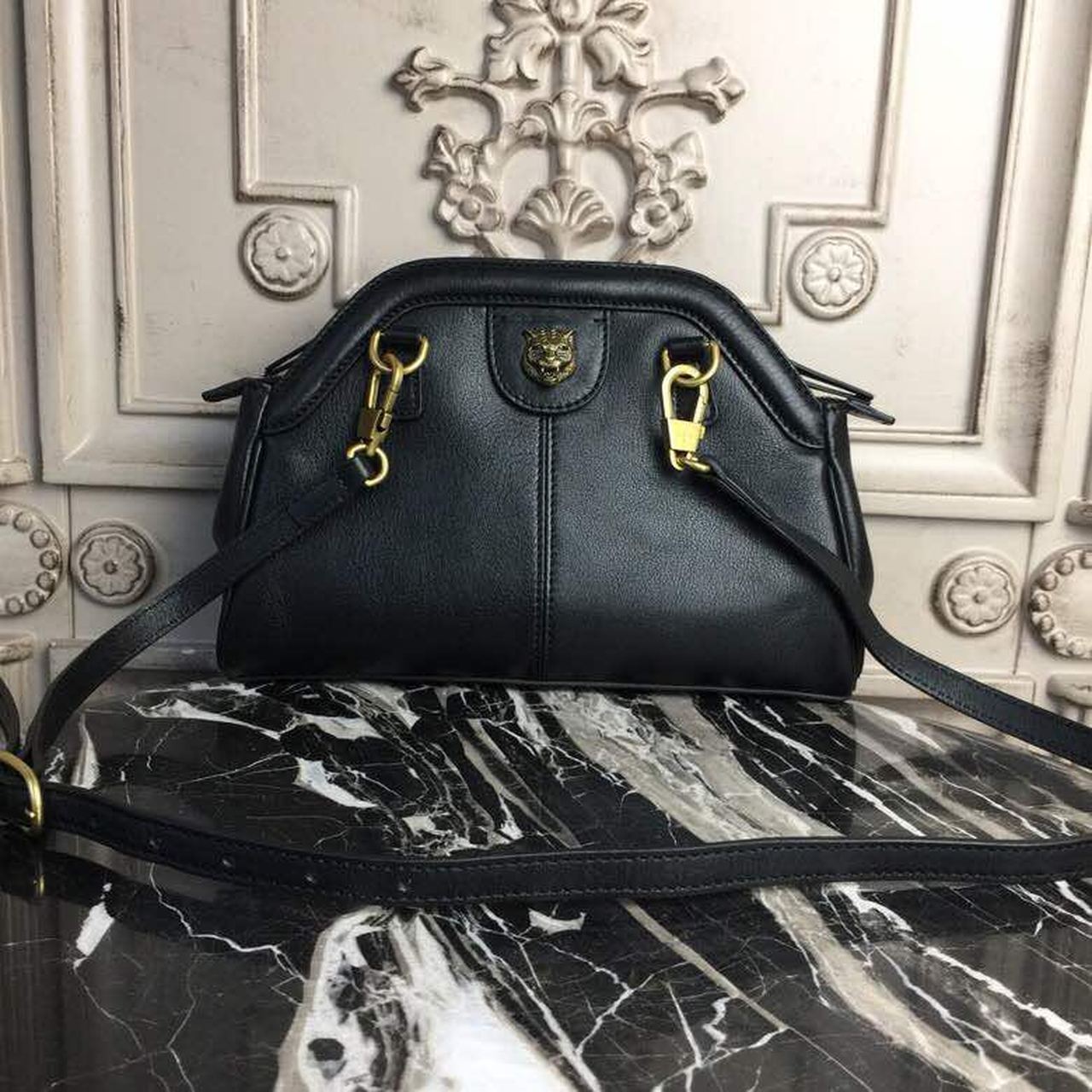 gg RE(BELLE) Medium Top Handle Bag Black For Women 10.7in/27cm gg