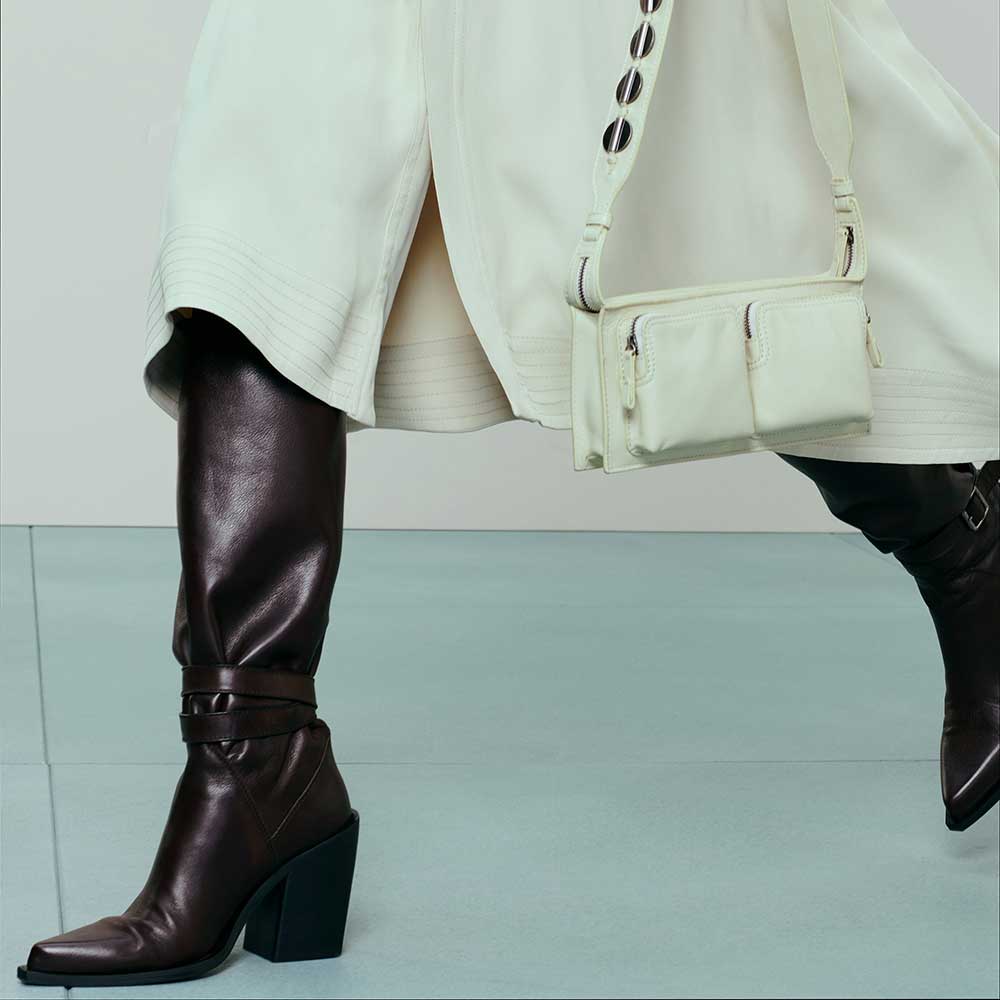 Dark Brown Vegan Leather Pointed Toe 3‘’ Chunky Heel Knee High Boots