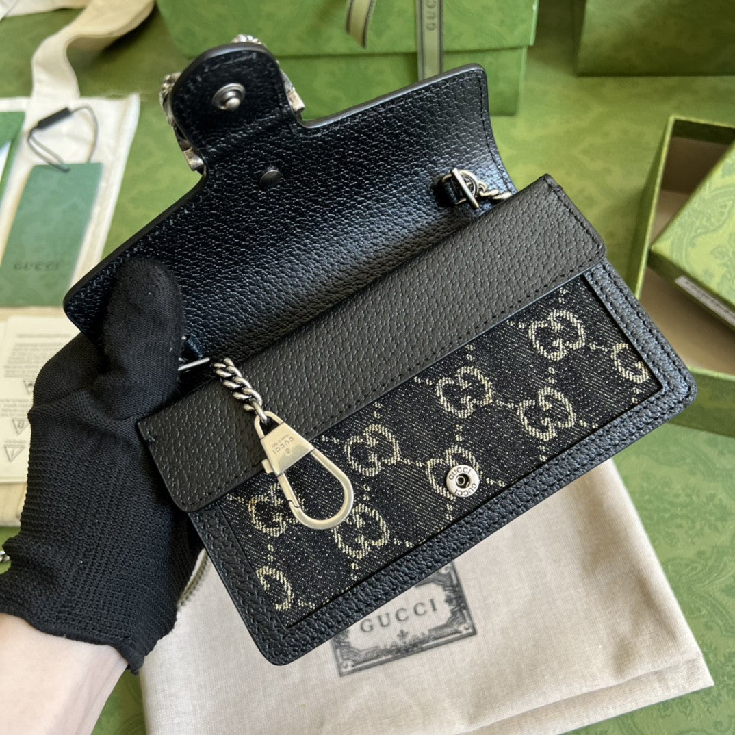 Dionysus gg Super Mini Bag Black And Ivory gg Denim Jacquard For Women 6.5in/17cm 476432