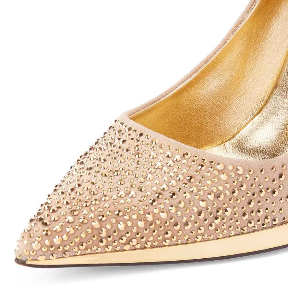 Beige Faux Suede Pointed Toe Stiletto Heel Pumps