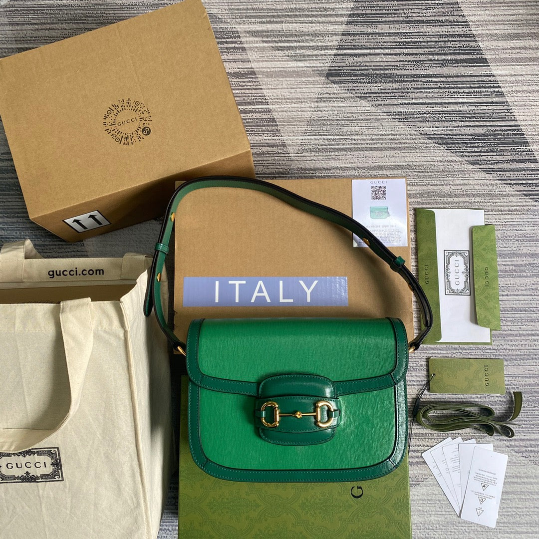 gg Horsebit 1955 Shoulder Bag Green For Women, Women’s Bags 9.8in/25cm gg