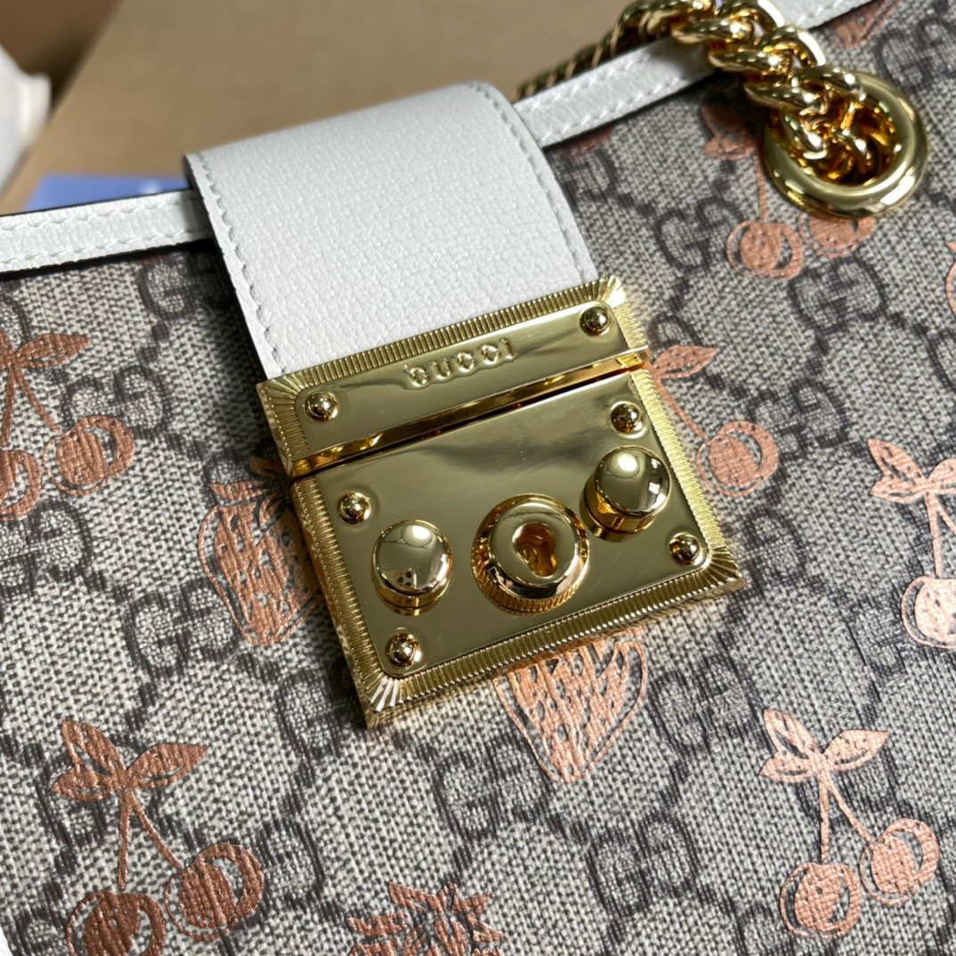 gg Padlock Small gg Strawberry Shoulder Bag Beige For Women, Women’s Bags 10in/26cm gg