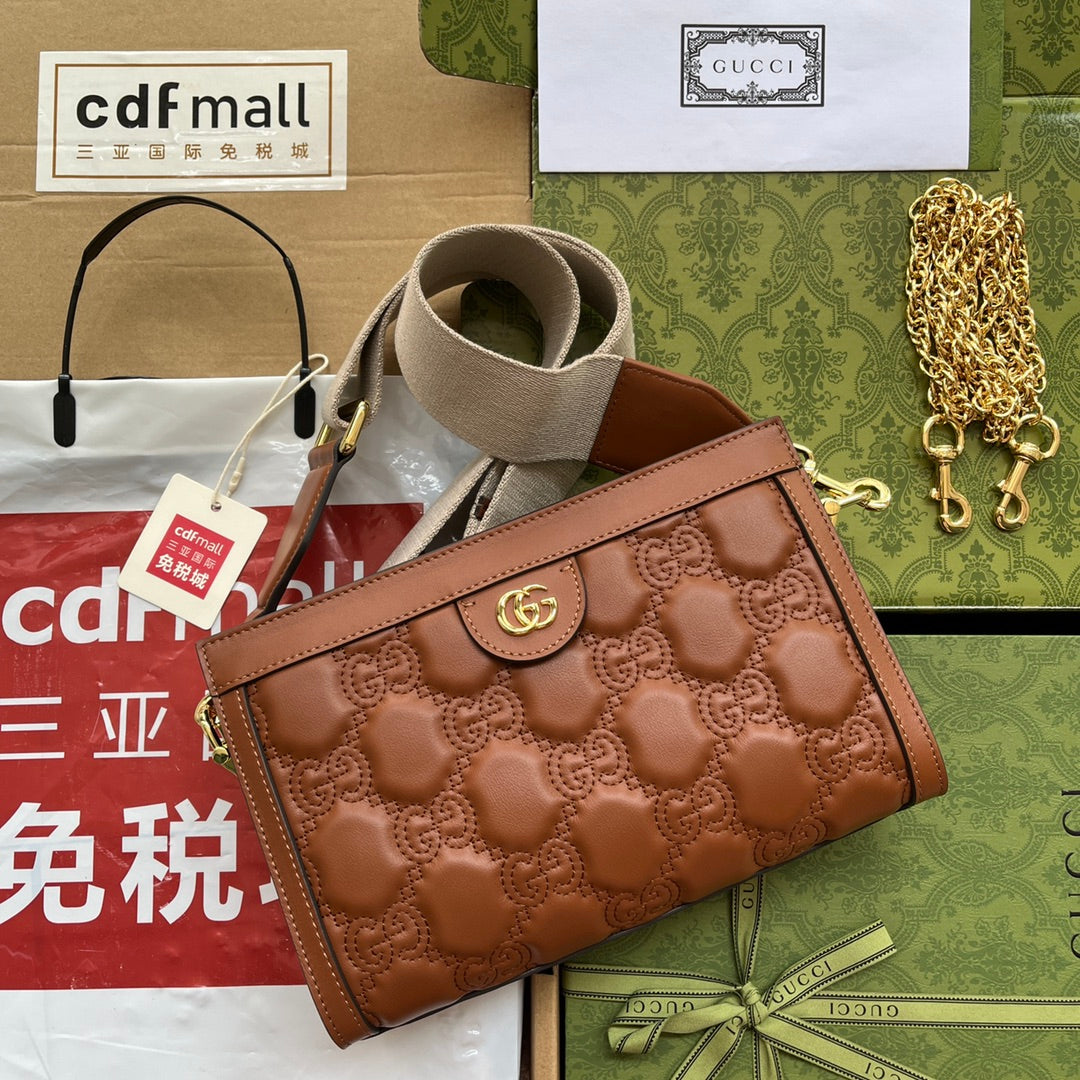 gg Matelassé Small Bag Brown For Women, Women’s Bags 10.2in/26cm gg 702200 UM8HG 2595