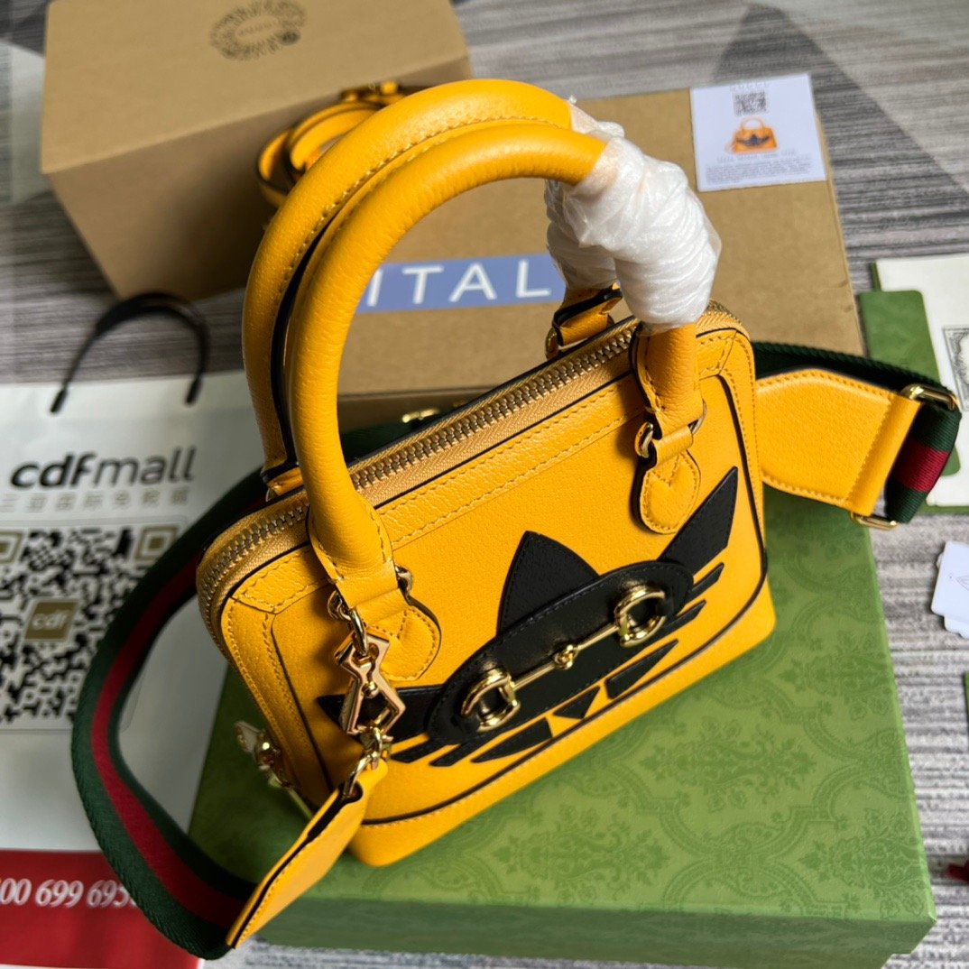 gg x Adidas Horsebit 1955 Mini Bag Yellow For Women, Women’s Bags 7.9in/20cm gg