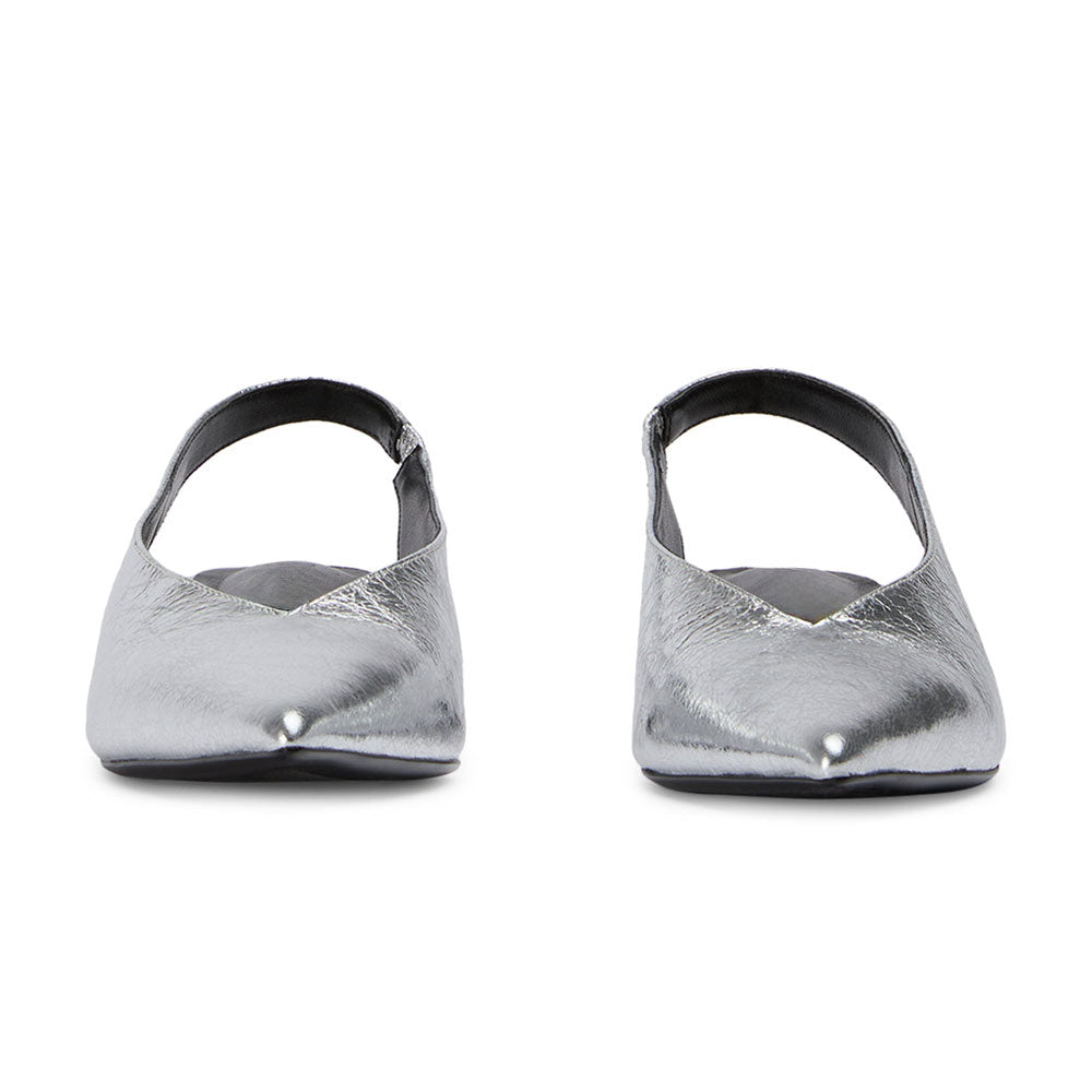 Fashion Slip-On Pointed Toe Kitten Heel Slingback Pumps in Silver