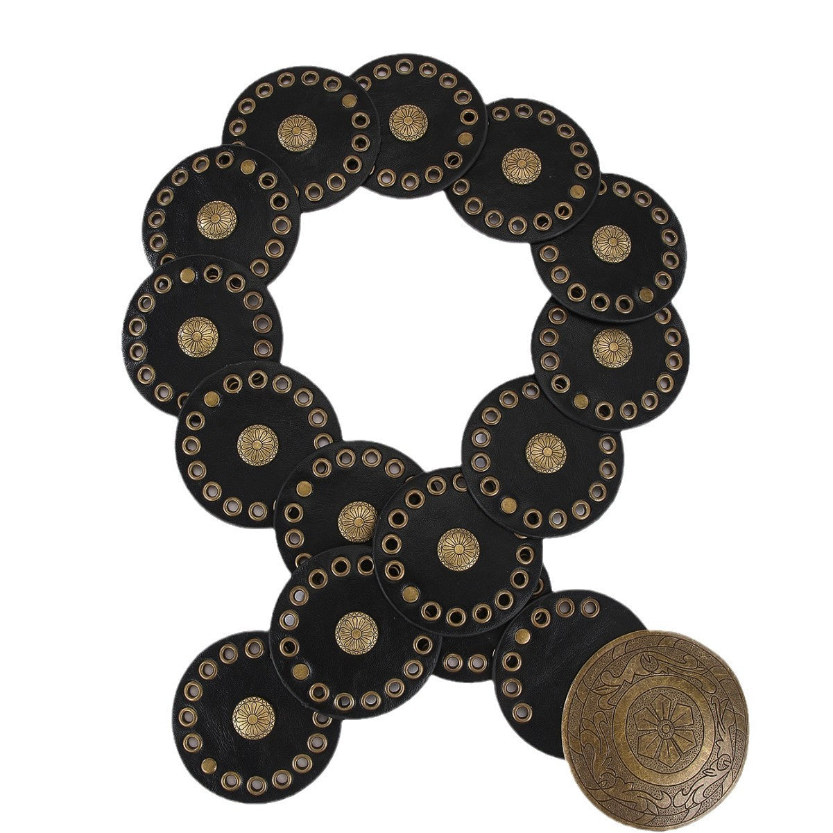 European And American Retro Cowboy Western Style Personality Belt For Women With Exaggerated Round Hollow Metal Wide Bel