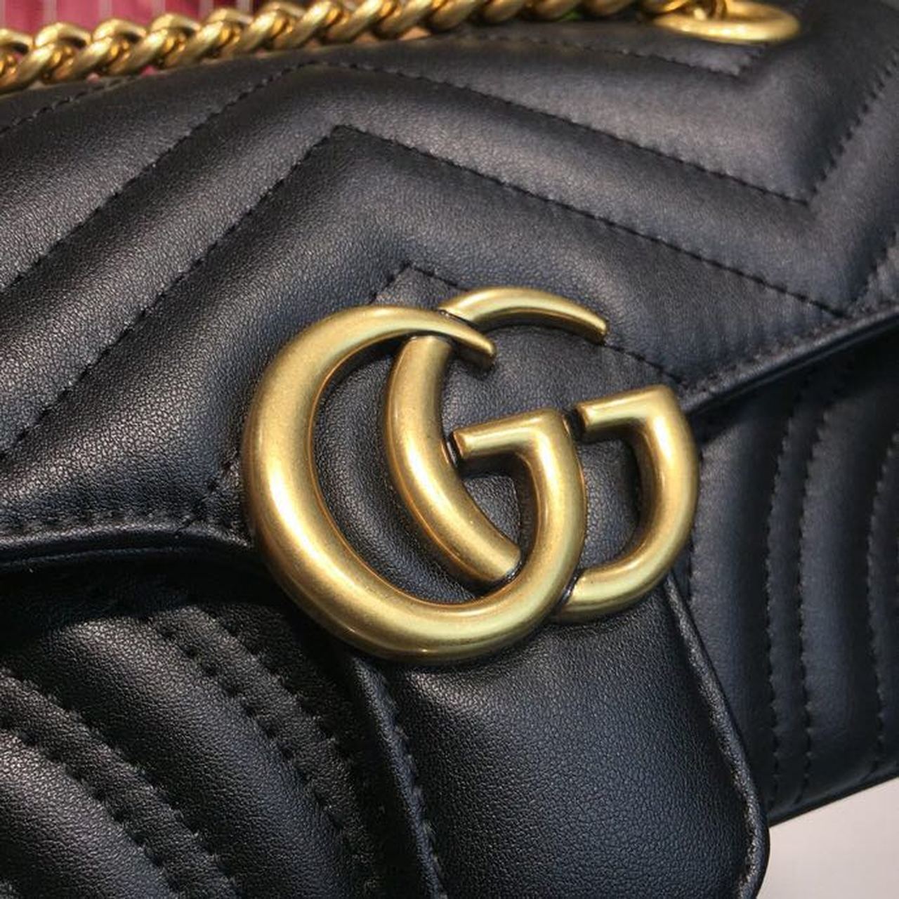 gg Marmont Matelassé Mini Bag Black Matelassé Chevron For Women 8.5in/22cm gg 446744 DTDIT 1000