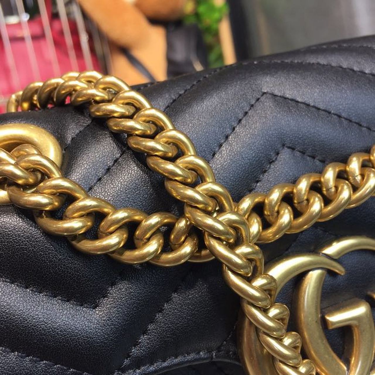 gg Marmont Matelassé Mini Bag Black Matelassé Chevron For Women 8.5in/22cm gg 446744 DTDIT 1000