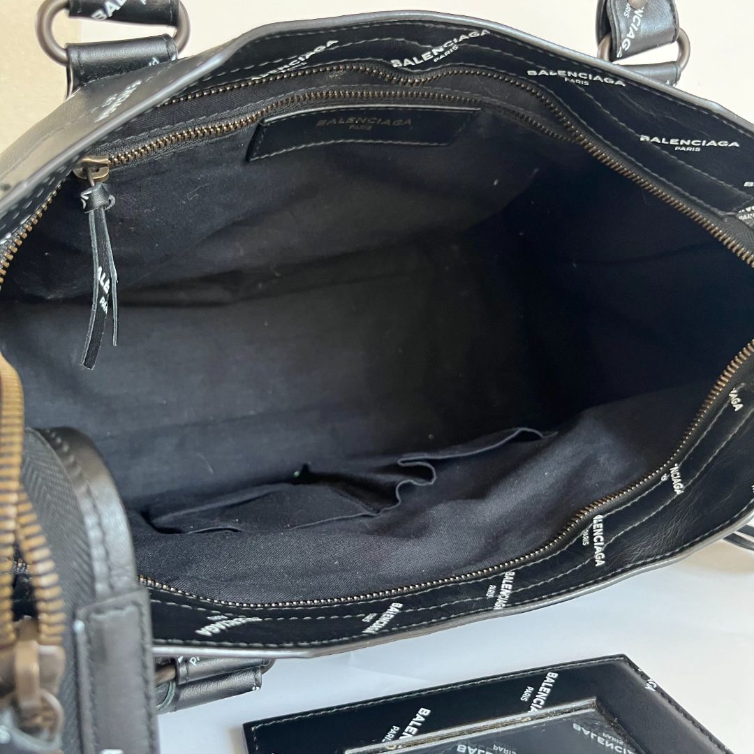 Balenciaga All Over Logo print calfskin large city bag