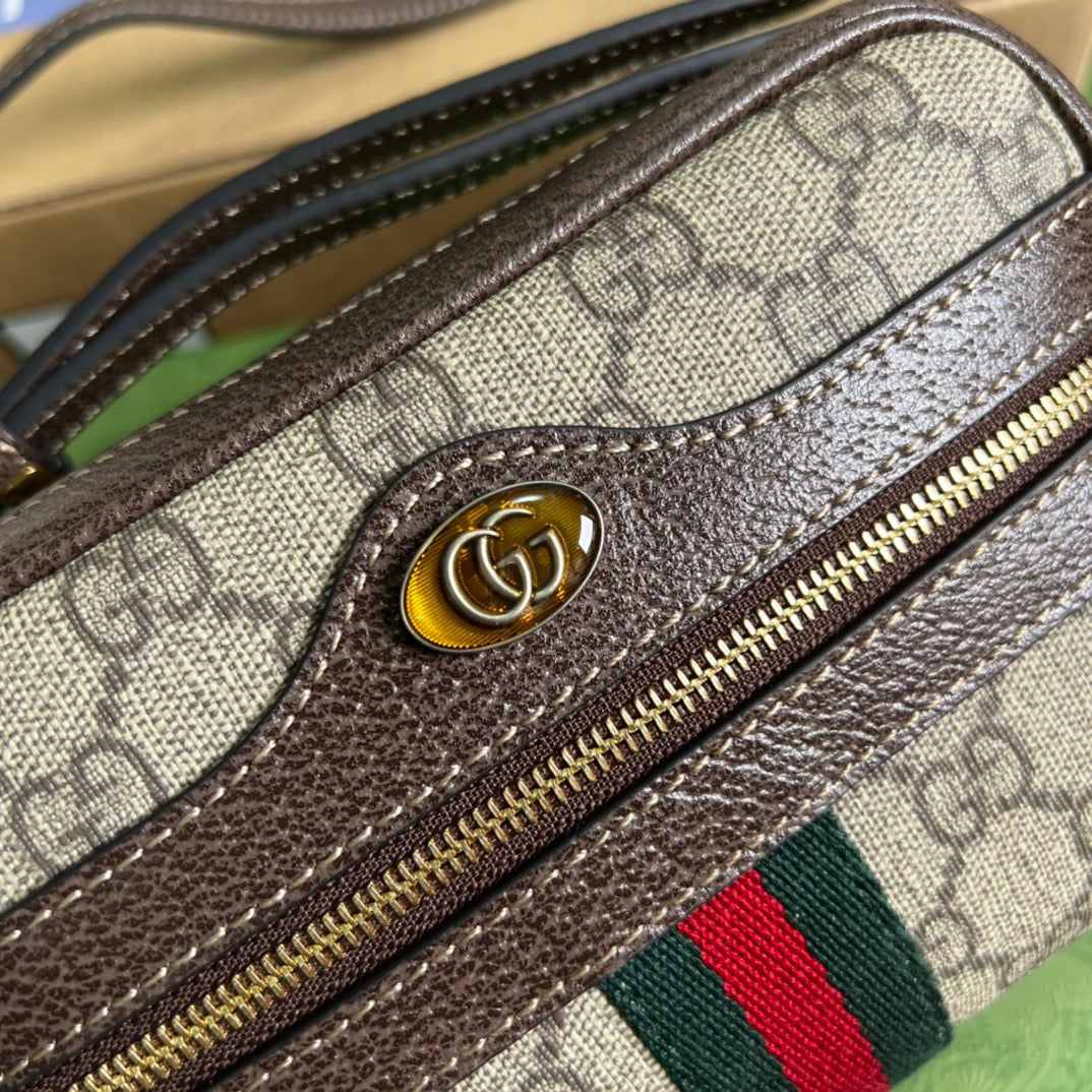 gg Ophidia Mini gg Bag Beige/Ebony gg Supreme Canvas With Brown For Women 7in/17.5cm gg 517350 96IWS 8745