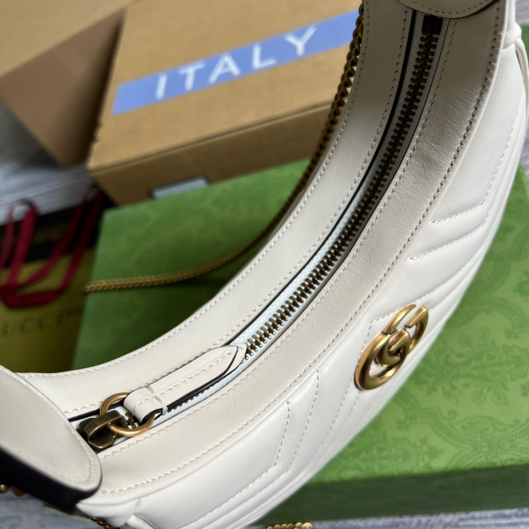 gg Marmont Half Moon Shaped Mini Bag White For Women, Women’s Bags 8.5in/22cm gg 699514 DTDHT 9022