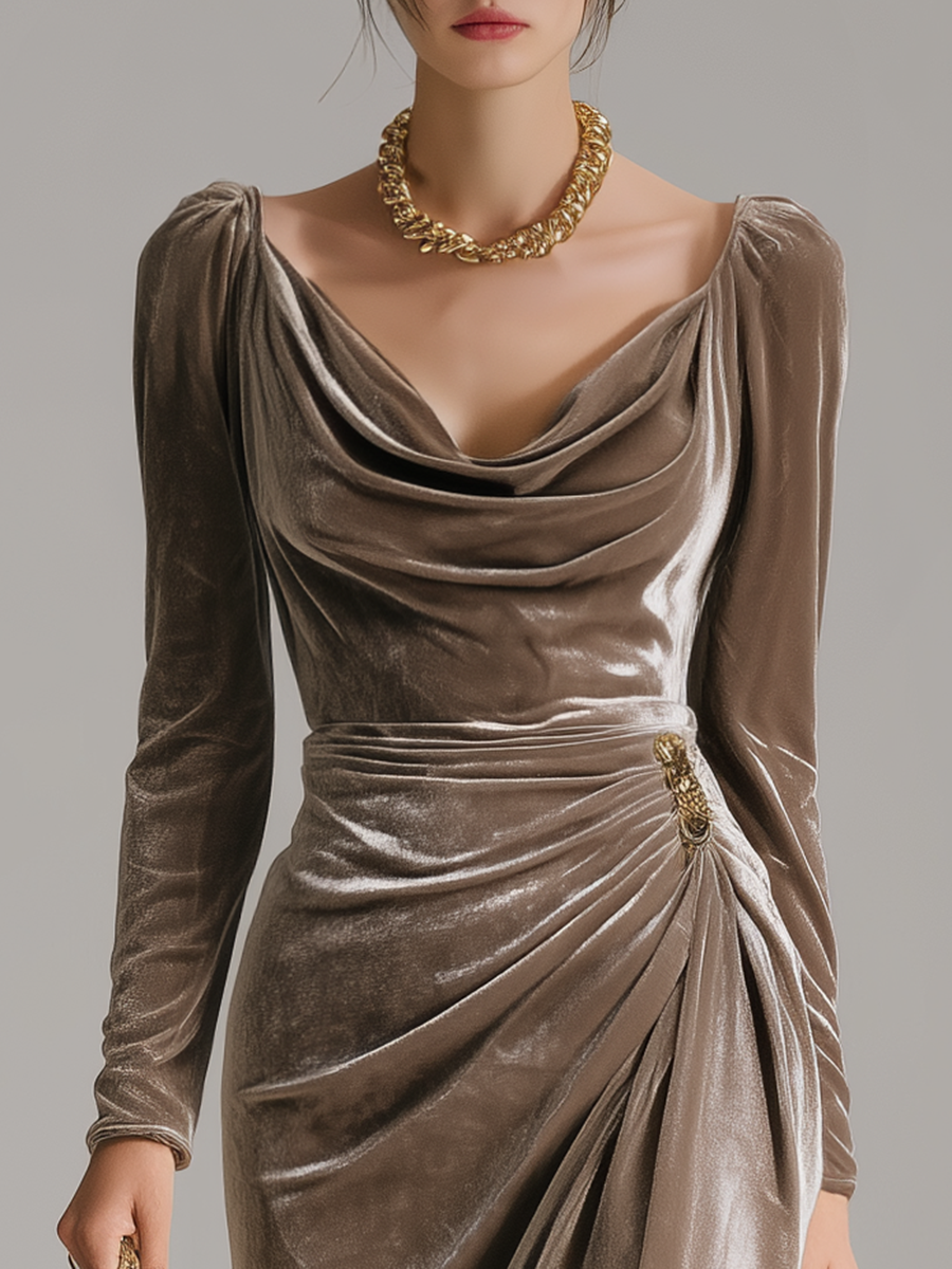 Elegant Velvet Midi Dress