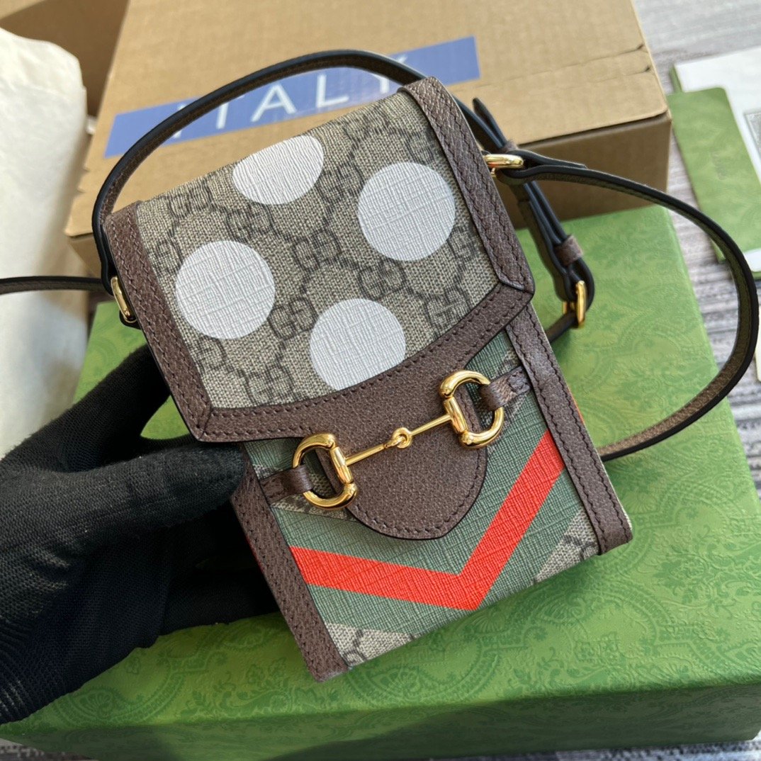gg Horsebit 1955 Mini Bag Beige And Ebony gg Supreme Canvas With Geometric Print For Women 6.7in/17cm gg 625615 UQHFG 8679