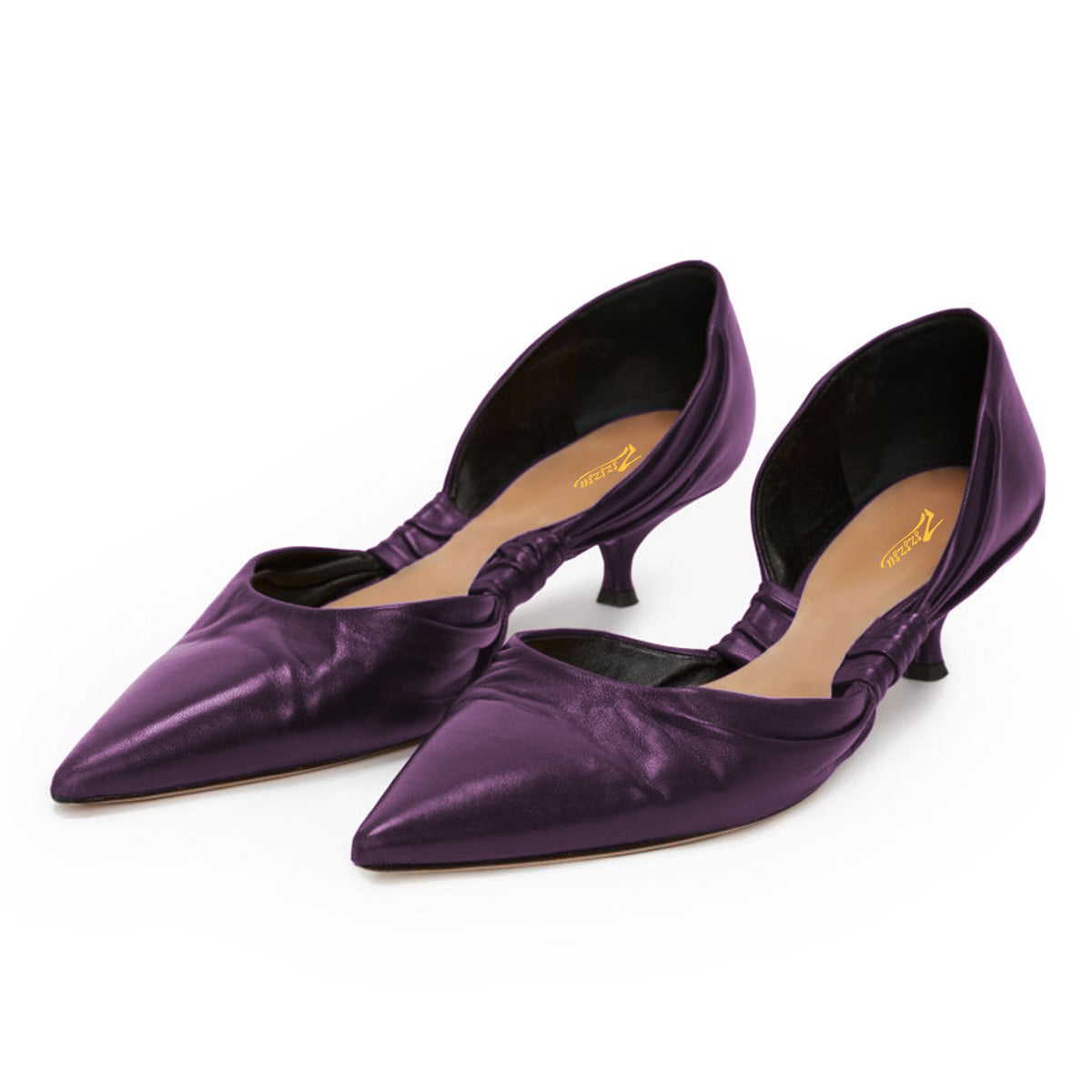 Dark Purple Faux Leather Pointed Toe Women's Casual Pumps Heels