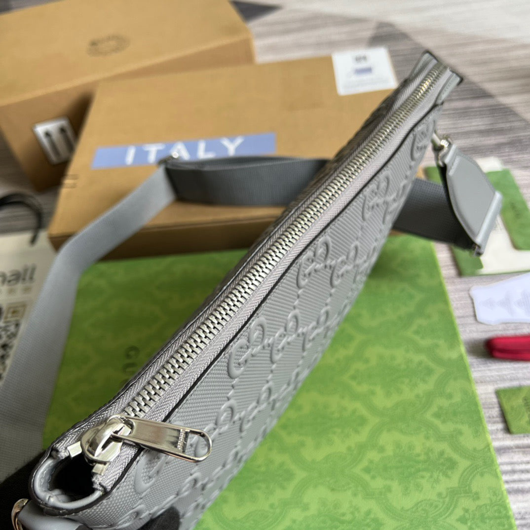 gg Embossed Medium Messenger Bag Grey gg Embossed For Men 12in/31cm gg